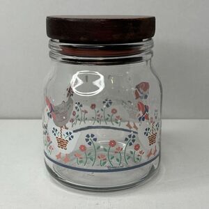 VINTAGE Anchor Hocking “Country Geese” Goose 🪿 Glass Canister, Wooden Lid